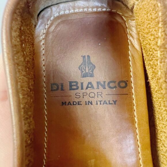 Di Bianco SPQR Brown Leather Driving Loafers Men\'s Size 9.5 Italian Leather
